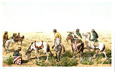 Fred Harvey Phostint Postcard The First Santa Fe Train American Indian Unused