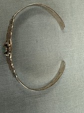 VINTAGE FRED HARVEY ERA STERLING TURQUOISE LIGHTNING / SUN STAMPED BRACELET - Additional view 7