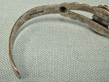 VINTAGE FRED HARVEY ERA STERLING TURQUOISE LIGHTNING / SUN STAMPED BRACELET - Additional view 8