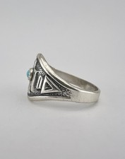 Vtg BELL TRADING POST Fred Harvey Era Sterling Silver Turquoise Thunderbird Ring - Additional view 7