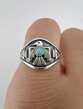 Vtg BELL TRADING POST Fred Harvey Era Sterling Silver Turquoise Thunderbird Ring