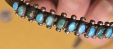 Distinctive Old Fred Harvey Sterling PETIT POINT Turquoise Bracelet - Additional view 5