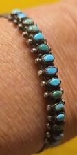 Distinctive Old Fred Harvey Sterling PETIT POINT Turquoise Bracelet