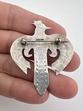 Vtg Fred Harvey Era Navajo Sterling Silver Stamped Thunderbird Pin Brooch 2 1/8