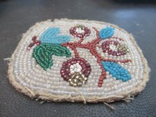 Vintage RARE FRED HARVEY ERA Native American INDIAN Floral Beaded PATCH - Additional view 1