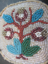 Vintage RARE FRED HARVEY ERA Native American INDIAN Floral Beaded PATCH - Additional view 2