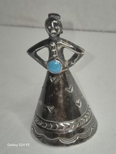 Fred Harvey 1920s Souvenir Tourist Trading Post Silver Turquoise Navajo Bell - Additional view 6
