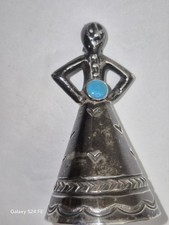 Fred Harvey 1920s Souvenir Tourist Trading Post Silver Turquoise Navajo Bell - Additional view 9