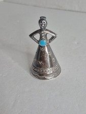 Fred Harvey 1920s Souvenir Tourist Trading Post Silver Turquoise Navajo Bell - Additional view 10
