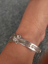 Native American Fred Harvey Era  sterling silver Stamp cuff  bracelet  - Additional view 1