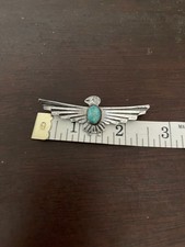Vtg Fred Harvey Sterling Silver Turquoise Thunderbird Pin Brooch 2 1/2 Inches - Additional view 4