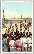 Old Men Singing for Corn Dance Santo Domingo NM UNP Fred Harvey DB Postcard A17