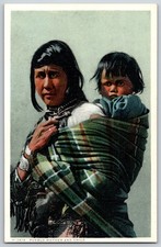 Pueblo Woman and Child New Mexico NM UNP Fred Harvey DB Postcard A17