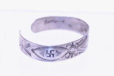 Antique Navajo Fred Harvey Sterling Silver Bracelet with slight repousse work - Additional view 1
