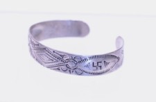 Antique Navajo Fred Harvey Sterling Silver Bracelet with slight repousse work - Additional view 3