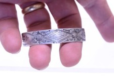 Antique Navajo Fred Harvey Sterling Silver Bracelet with slight repousse work - Additional view 4