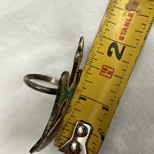 Sterling Silver Navajo Fred Harvey Ring Peyote Bird Chip Inlaid Turquoise 7 Vtg - Additional view 9