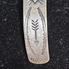 Vtg Fred Harvey Era Navajo Thunderbird Turquoise Stamped Sterling Silver Cuff - Additional view 6