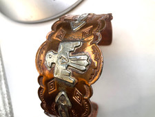 Vintage Fred Harvey Style Copper Silver Thunderbird Handmade Cuff - Additional view 6