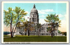 Vintage Fred Harvey Postcard State Capitol Topeka Kansas H-3151