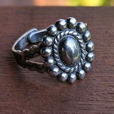 Vintage Fred Harvey Era Sterling Silver Adjustable Concho Style Ring Sz 8 3.5g - Additional view 1