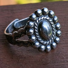 Vintage Fred Harvey Era Sterling Silver Adjustable Concho Style Ring Sz 8 3.5g