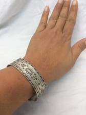 vtg.Native American Navajo Fred Harvey Era silver Stamp whirling Cuff Bracelet