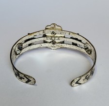 Fred Harvey Era Southwestern Thunderbird Nickel Silver Turquoise Cuff Bracelet - Additional view 8