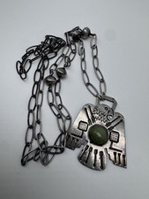 NATIVE AMERICAN NAVAJO TURQUOISE & STERLING RARE FRED HARVEY ERA BIRD NECKLACE - Additional view 1