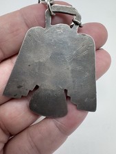 NATIVE AMERICAN NAVAJO TURQUOISE & STERLING RARE FRED HARVEY ERA BIRD NECKLACE - Additional view 6