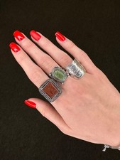 Antique Fred Harvey Era Cerrillos Turquoise Oval Sterling Silver Ring Size 9.5 - Additional view 2