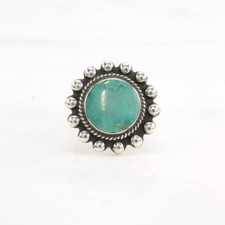 Fred Harvey Era Turquoise Circle Sterling Silver Ring Size 6 3/4 - Additional view 2