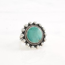 Fred Harvey Era Turquoise Circle Sterling Silver Ring Size 6 3/4 - Additional view 3