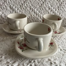 Syracuse Trend Berkeley 3 Cups & 3 Saucers Fred Harvey Cherry Santa Fe Railroad - Additional view 1