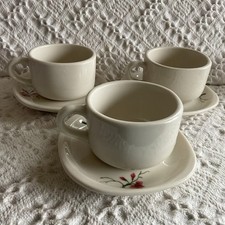 Syracuse Trend Berkeley 3 Cups & 3 Saucers Fred Harvey Cherry Santa Fe Railroad - Additional view 2