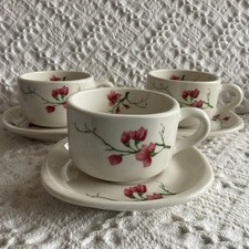 Syracuse Trend Berkeley 3 Cups & 3 Saucers Fred Harvey Cherry Santa Fe Railroad