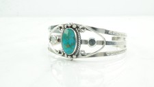 Native American Fred Harvey Blue Gem Turquoise Cuff  Sterling Silver Bracelet - Additional view 3