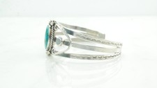 Native American Fred Harvey Blue Gem Turquoise Cuff  Sterling Silver Bracelet - Additional view 4