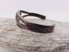 Early Navajo Fred Harvey Era Ingot Silver Cerrillos Turquoise Bracelet Sz 5¾ - Additional view 6