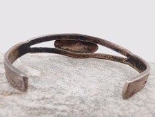 Early Navajo Fred Harvey Era Ingot Silver Cerrillos Turquoise Bracelet Sz 5¾ - Additional view 8