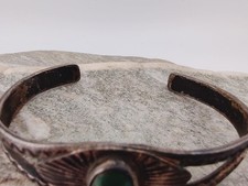Early Navajo Fred Harvey Era Ingot Silver Cerrillos Turquoise Bracelet Sz 5¾ - Additional view 9
