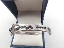 Small Vtg Navajo Fred Harvey Era Sterl Silver CERRILLOS Turquoise Bracelet Sz 5⅞ - Additional view 3