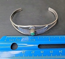 VTG Navajo Fred Harvey Era Sterling Silver & Turquoise Phoenix Cuff Bracelet 144 - Additional view 5