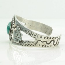 Native American Fred Harvey Era Turquoise Bird Cuff Sterling Silver Bracelet - Additional view 3