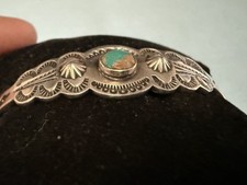 VTG NAVAJO STERLING F HARVEY TURQ STAMPED SWIM BIRD / LIGHTNING BRACELET - Additional view 1