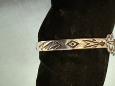 VTG NAVAJO STERLING F HARVEY TURQ STAMPED SWIM BIRD / LIGHTNING BRACELET - Additional view 2