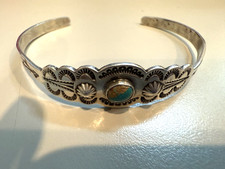 VTG NAVAJO STERLING F HARVEY TURQ STAMPED SWIM BIRD / LIGHTNING BRACELET - Additional view 12