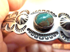 VTG NAVAJO STERLING F HARVEY TURQ STAMPED SWIM BIRD / LIGHTNING BRACELET - Additional view 13