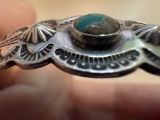 VTG NAVAJO STERLING F HARVEY TURQ STAMPED SWIM BIRD / LIGHTNING BRACELET - Additional view 14