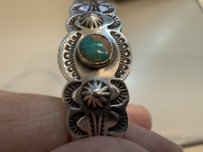 VTG NAVAJO STERLING F HARVEY TURQ STAMPED SWIM BIRD / LIGHTNING BRACELET - Additional view 15